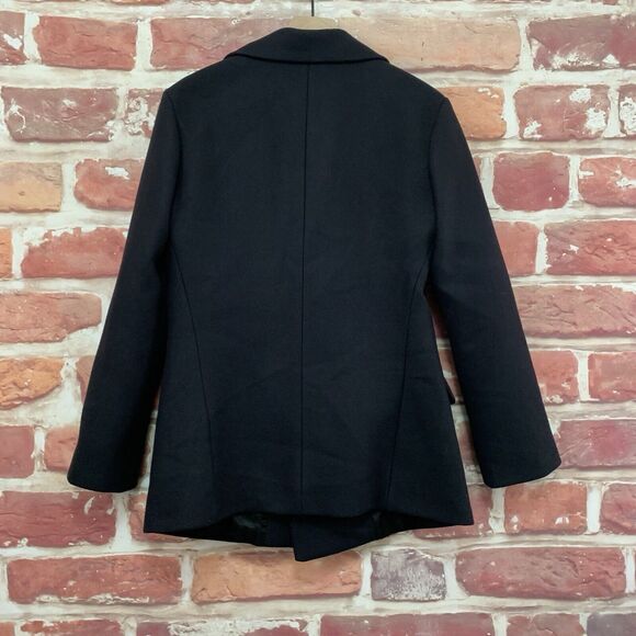 Zara Woman Peacoat Women's Small Black Wool Blend Casual Work Office Coat Jacket - Picture 4 of 9
